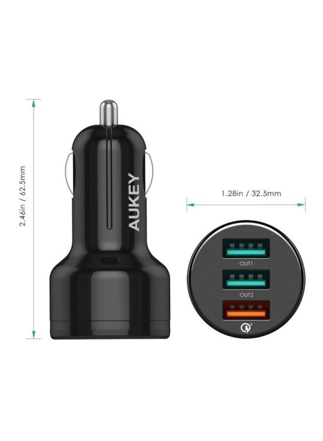 Aukey Car Charger With Quick Charge 3.0 Port And 2 AiPower Adaptive Charging Ports - Image 3