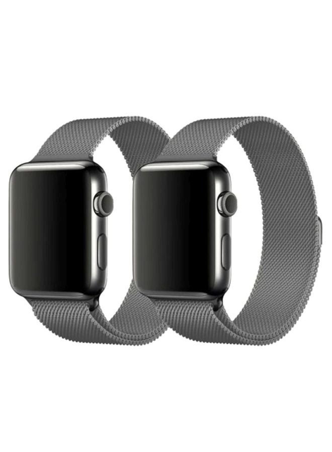 MARGOUN 2-Piece Replacement Band For Apple Watch 42/44mm Silver