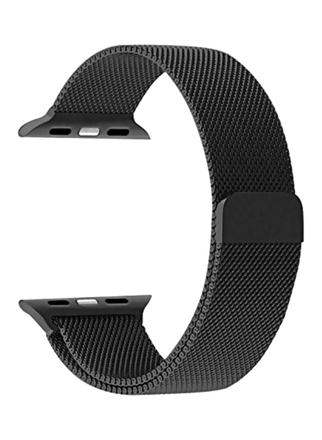 PROMATE - Stainless-Steel Mesh Milanese Replacement Strap For Apple Watch Series 3/2/1 Black - Image 1