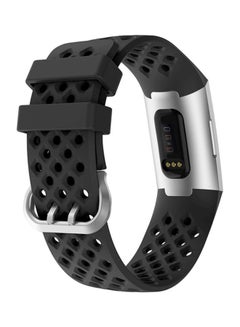 Voberry Replacement Strap Band For Fitbit Charge 3 Black/Silver  - Image 3
