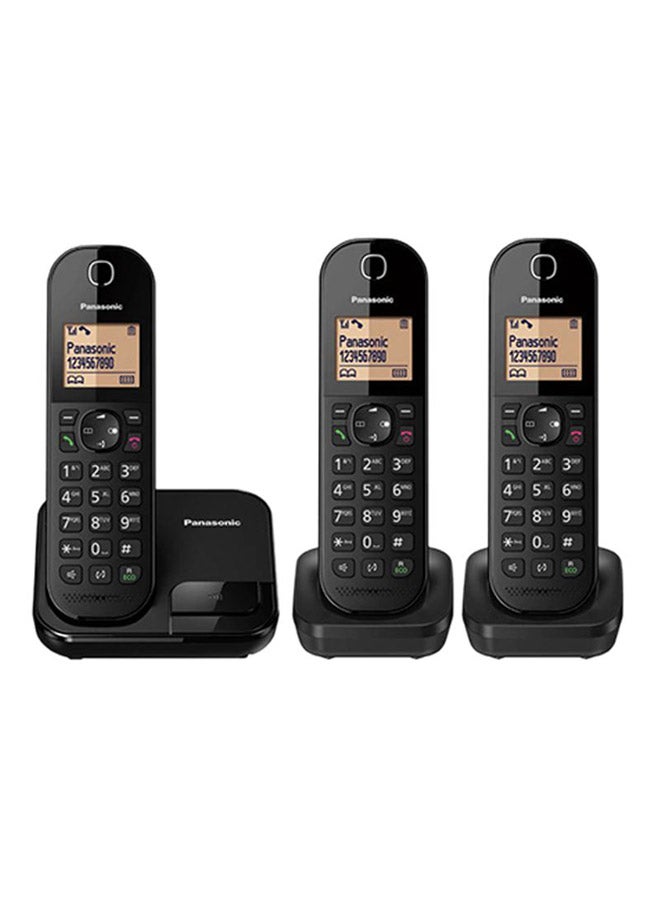 باناسونيك طقم هاتف لاسلكي من ثلاث قطع أسود - Image 1