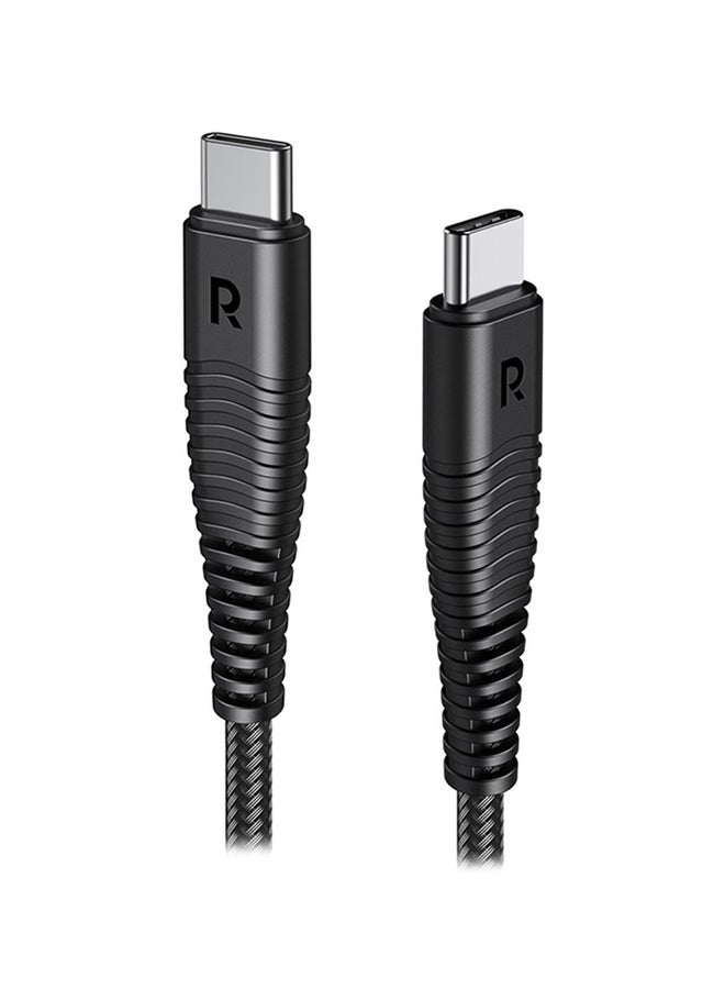 RAVPOWER Nylon Yarn Braided Type C To Type C Cable Black  - Image 1
