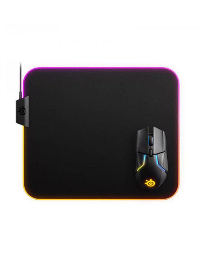 steelseries - SteelSeries QcK Prism Cloth Gaming Mouse Pad - 2-zone RGB Illumination - Real-time Event Lighting - Optimized For Gaming Sensors - Size M (320 x 270 x 2mm) - Black + RGB - Image 1