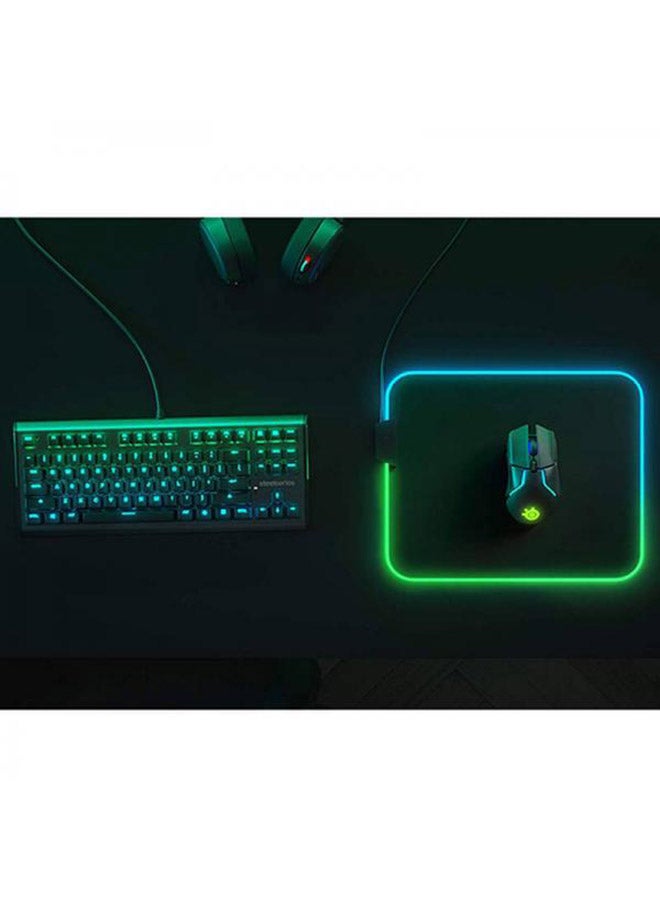 steelseries - SteelSeries QcK Prism Cloth Gaming Mouse Pad - 2-zone RGB Illumination - Real-time Event Lighting - Optimized For Gaming Sensors - Size M (320 x 270 x 2mm) - Black + RGB - Image 1