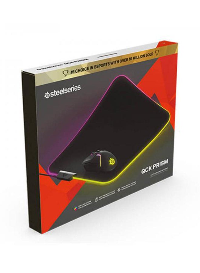 steelseries - SteelSeries QcK Prism Cloth Gaming Mouse Pad - 2-zone RGB Illumination - Real-time Event Lighting - Optimized For Gaming Sensors - Size M (320 x 270 x 2mm) - Black + RGB - Image 1