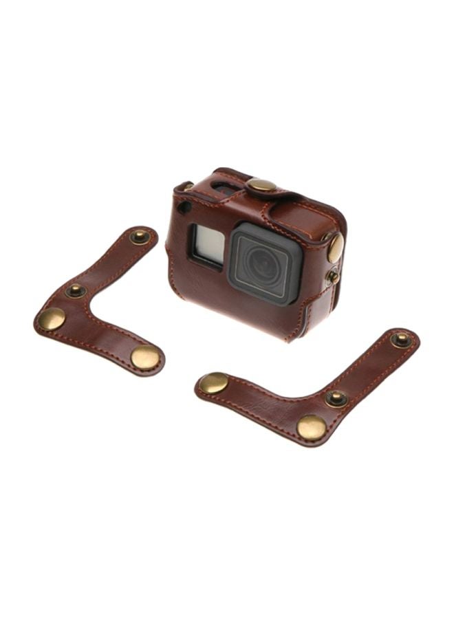 ANDOER Leather Protective Case for GoPro Hero 6/5 Action Camera Coffee - Image 4