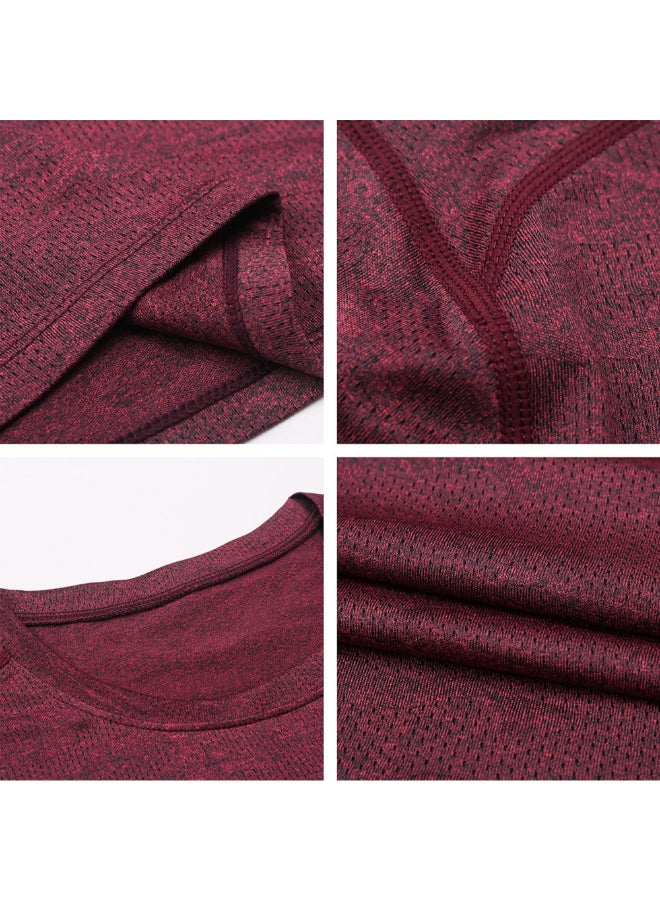 Camouflage Print Sports T-Shirt Burgundy  - Image 2