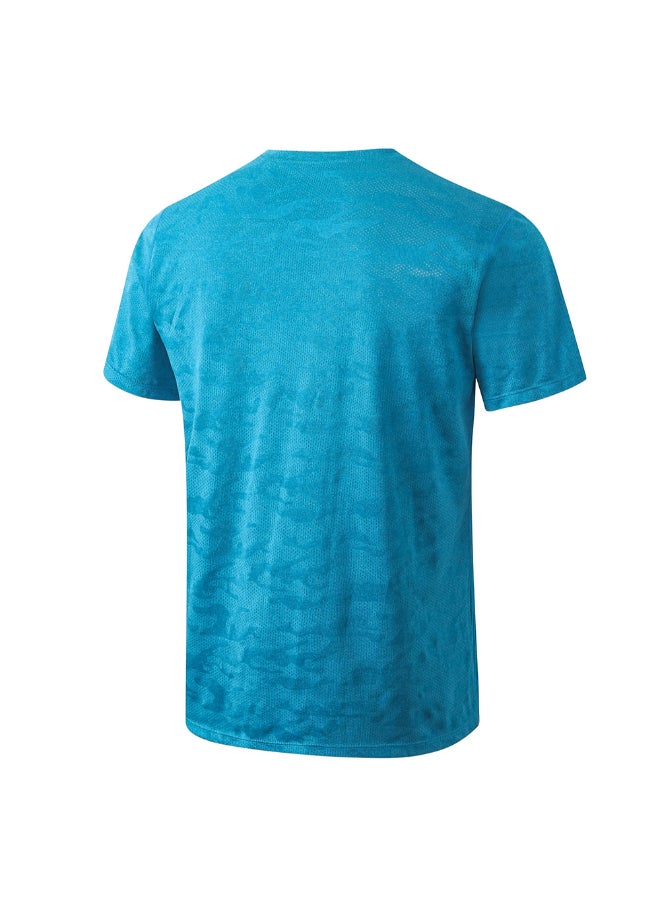 Camouflage Print Sports T-Shirt Light Blue - Image 2