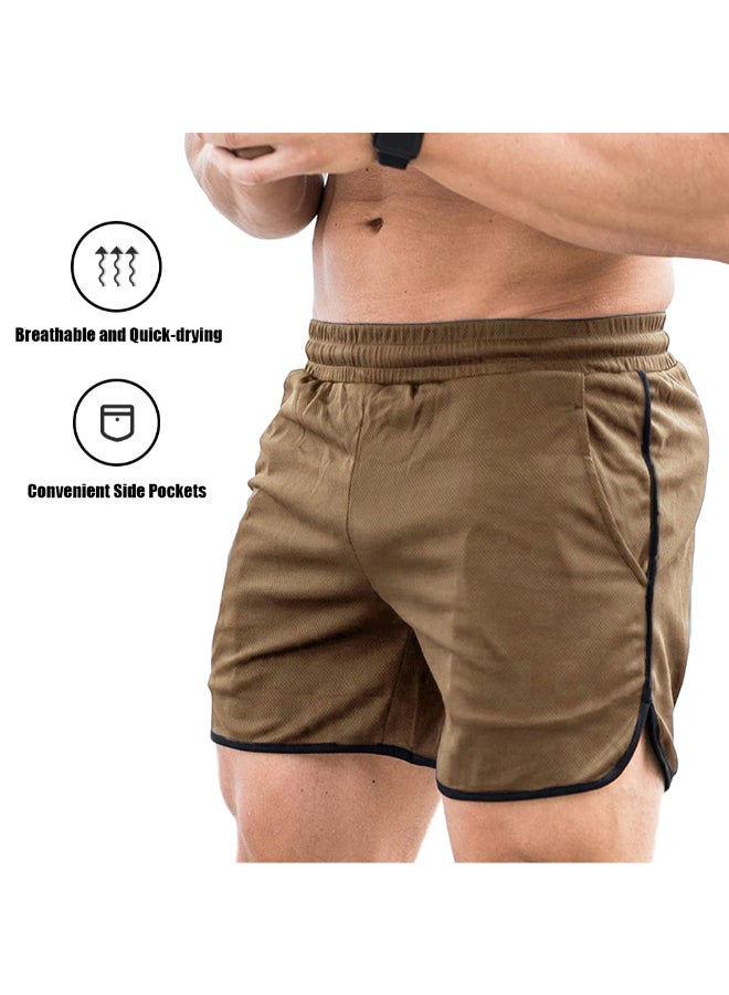 Generic - Sport Workout Pocket Shorts Brown - Image 1