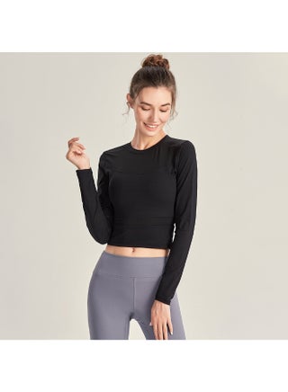Mesh Splicing Long Sleeves T-Shirt Black - v1617439116/N44966718V_1