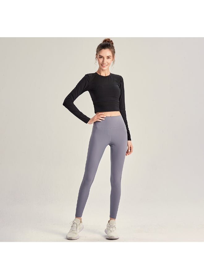 Generic - Mesh Splicing Long Sleeves T-Shirt Black - Image 1