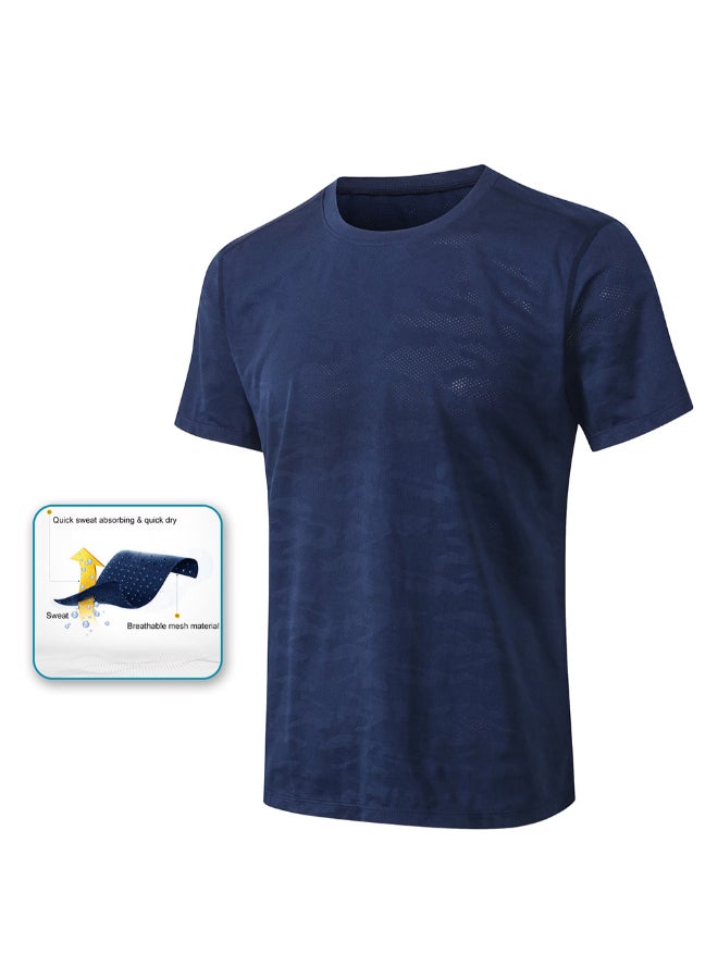 Camouflage Print Sports T-Shirt Dark Blue  - Image 2