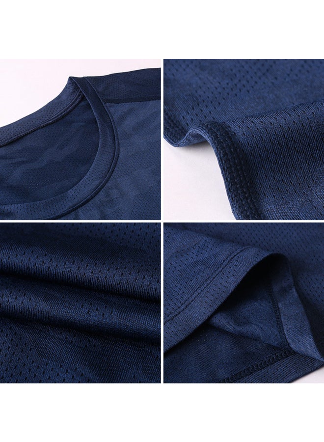Camouflage Print Sports T-Shirt Dark Blue  - Image 3