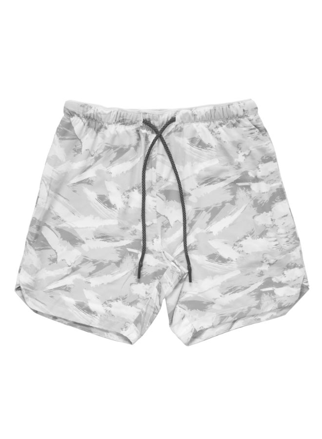 Towel Loop Camouflage Elastic Shorts White  - Image 2