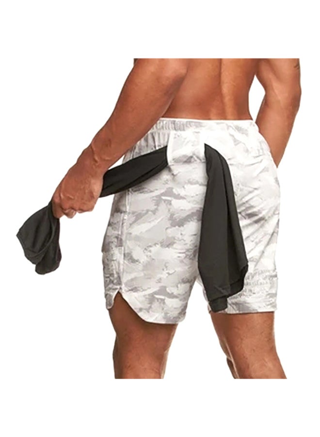 Towel Loop Camouflage Elastic Shorts White  - Image 3