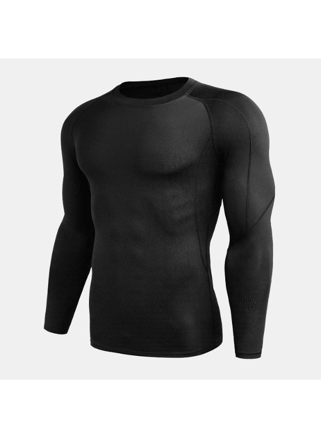 3-Piece Compression Workout Long Sleeves T-Shirt Set Black - Image 2