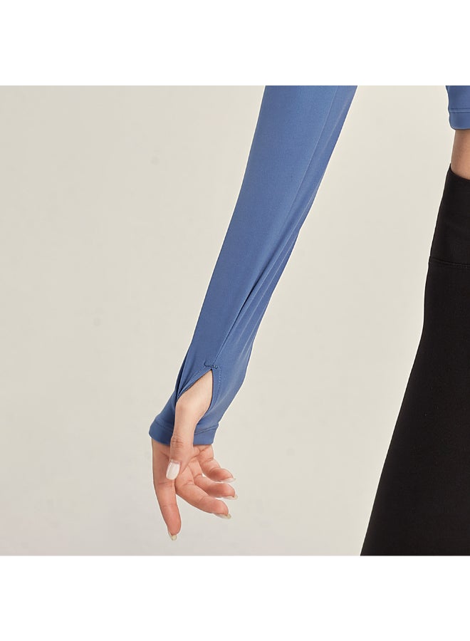 Generic - Mesh Splicing Long Sleeves T-Shirt Blue - Image 1