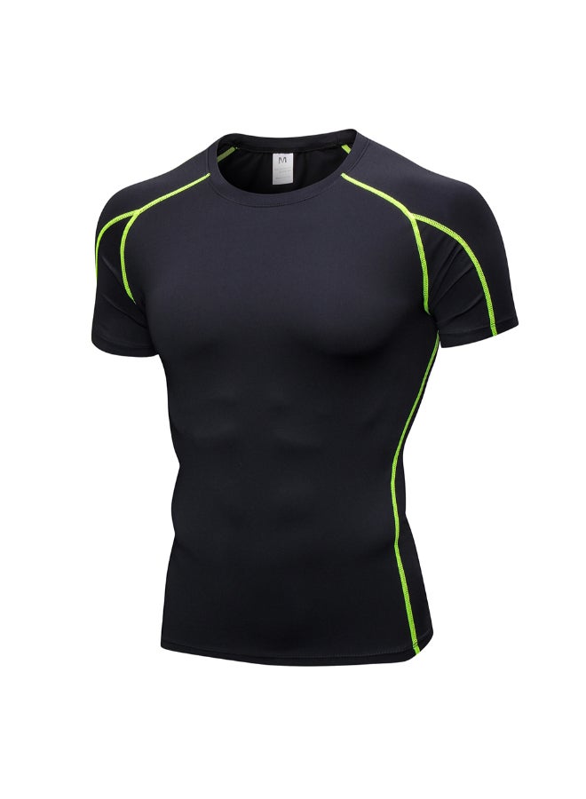 طقم تيشيرت رياضي بتصميم ضاغط لتمارين اللياقة البدنية من 3 قطع أسود - Image 2