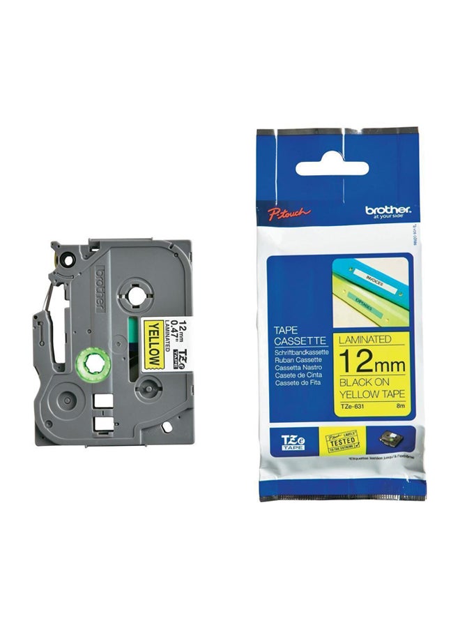Brother P-Touch TZE631 Label Tape 12mm x 8m Black On Yellow Grey/Yellow - Image 2