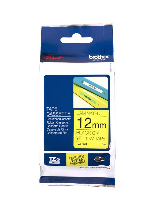 Brother P-Touch TZE631 Label Tape 12mm x 8m Black On Yellow Grey/Yellow - Image 3