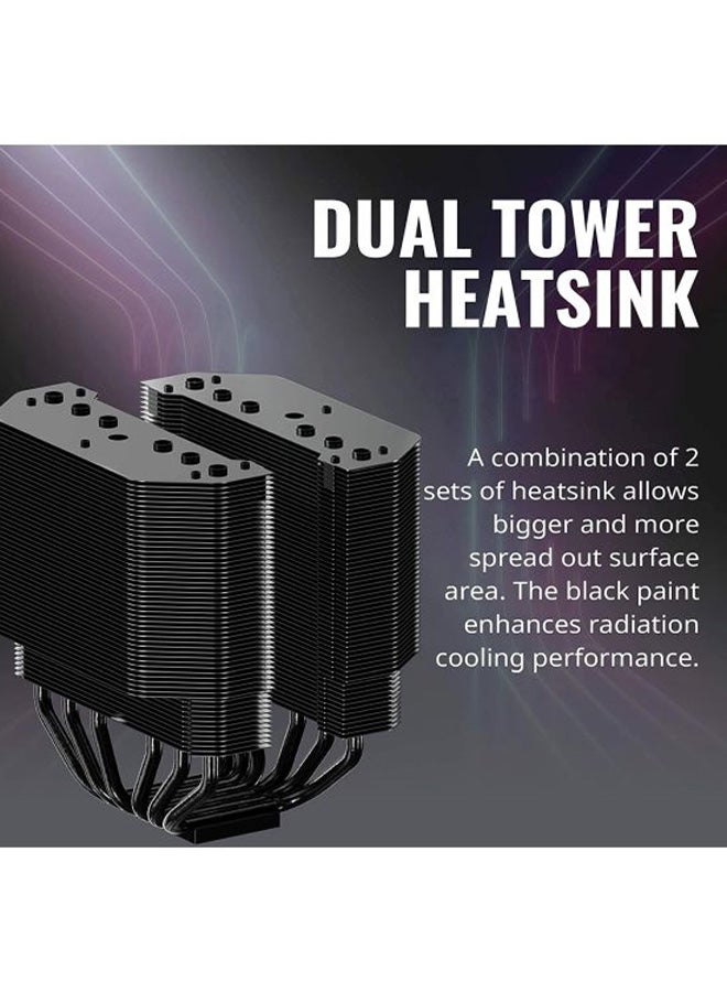 COOLER MASTER RGB Dual Tower Master Air Cooler 5.3x4.9x6.5inch Black  - Image 3