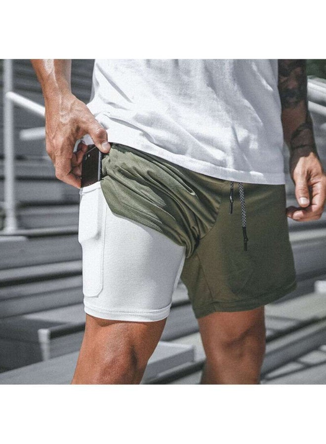 2 In 1 Quick Dry Sports Shorts Green - Image 1