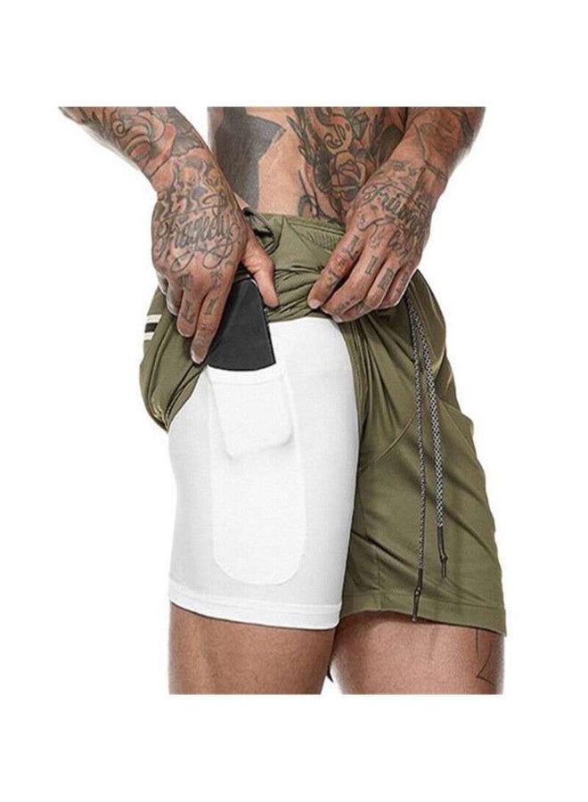 2 In 1 Quick Dry Sports Shorts Green - Image 2