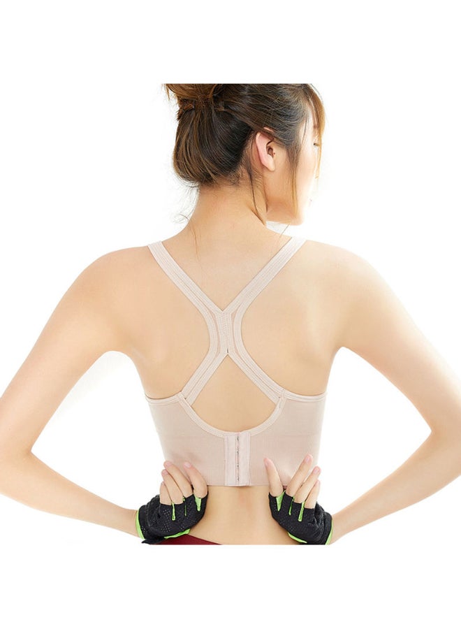 Wirefree Padded Yoga Sports Bra Beige - Image 2