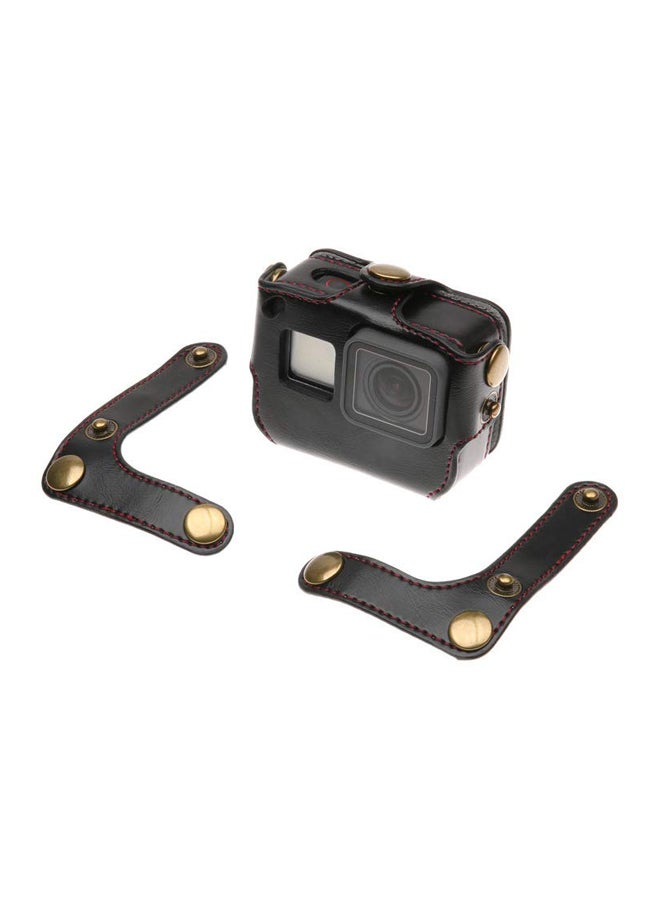 ANDOER Leather Protective Case for GoPro Hero 6/5 Action Camera Black/Gold - Image 4
