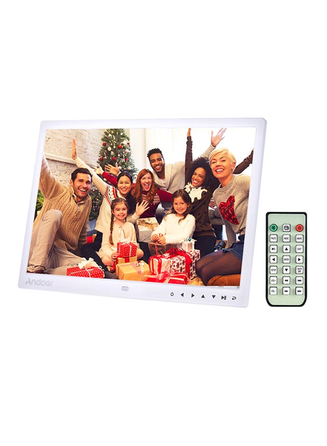 ANDOER 13 Inch LED Digital Photo Frame With Infrared Remote Control, 7 Touch Key Support Auto Play, 14 Language, Stand White  - Image 1