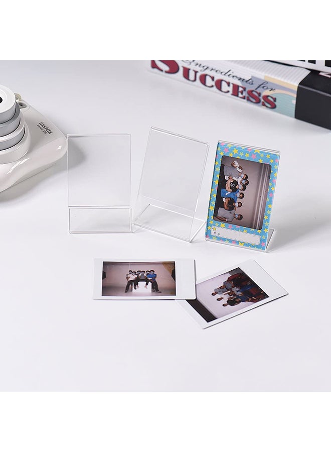 أندوير حامل صغير لإطار صور أكريليك على شكل حرف L من 3 قطع لفيلم Fujifilm Instax 8/8+/70/7s/90/25/26/50s/9/SP-1/SP-2، شفاف 3 بوصات 9x5.4x3.3 سم شفاف 9x5.4x3.3سم  - Image 2