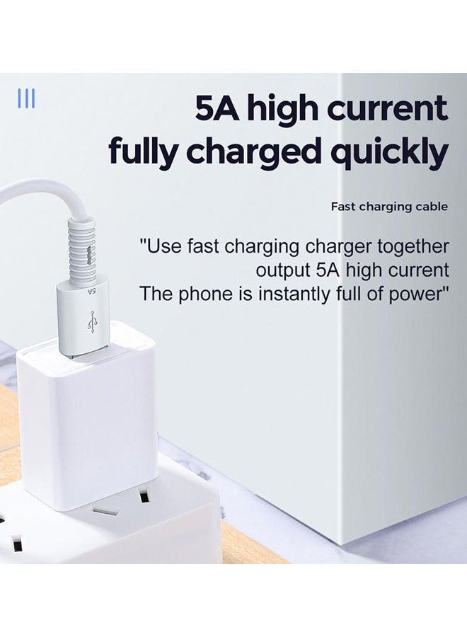 جوي روم كابل شحن سريع ونقل بيانات بمنفذين USB-C/ USB-C من سلسلة ريبار بشدة تيار 5 أمبير أبيض/فضي - Image 3