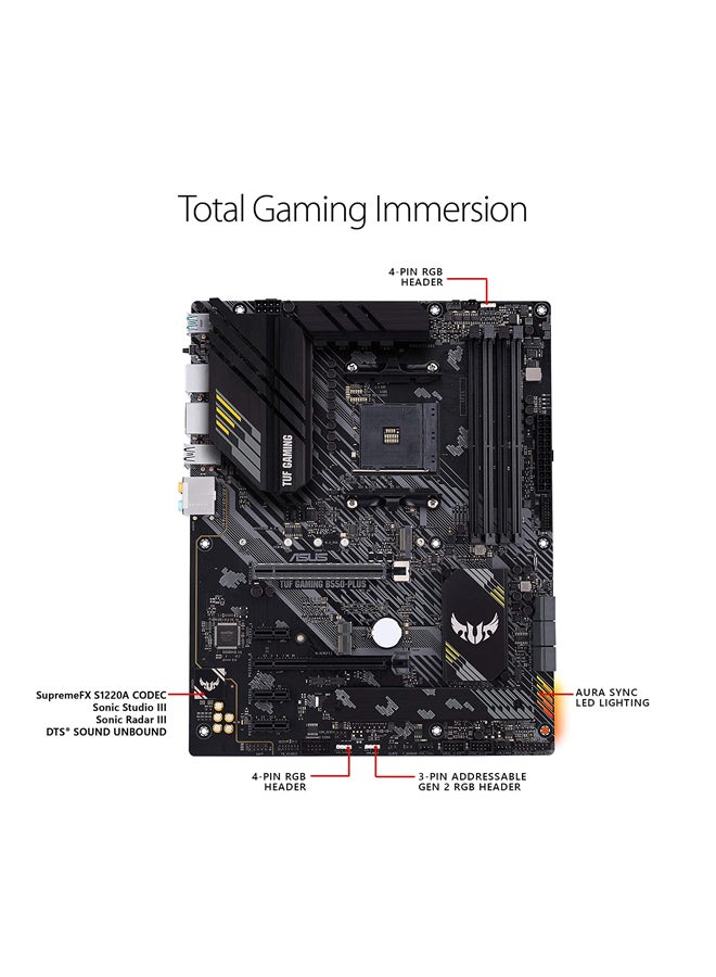 TUF GAMING B550-PLUS (AMD B550) AM4 ATX PCIe 4.0, dual M.2, 2.5 Gb Ethernet, SATA 6 Gbps, USB 3.2 Gen 2 Type-A and Type-C RGB 12x9.6inch Black/Grey - v1617448404/N38943651A_5