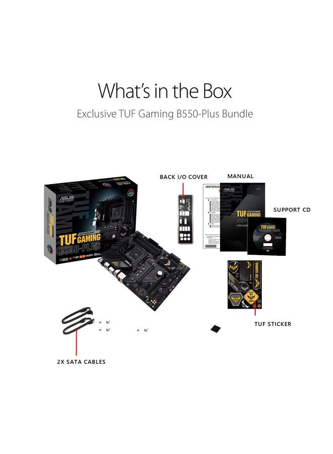 TUF GAMING B550-PLUS (AMD B550) AM4 ATX PCIe 4.0, dual M.2, 2.5 Gb Ethernet, SATA 6 Gbps, USB 3.2 Gen 2 Type-A and Type-C RGB 12x9.6inch Black/Grey - v1617448404/N38943651A_8