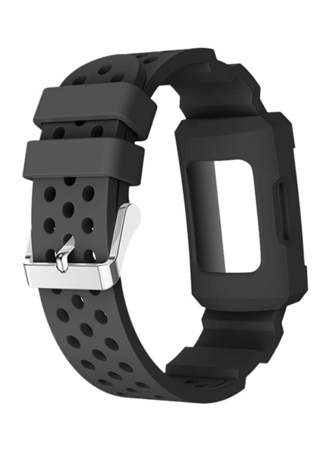 Voberry Replacement Band Strap With Protective Case Cover For Fitbit Charge 3 Black - Image 2