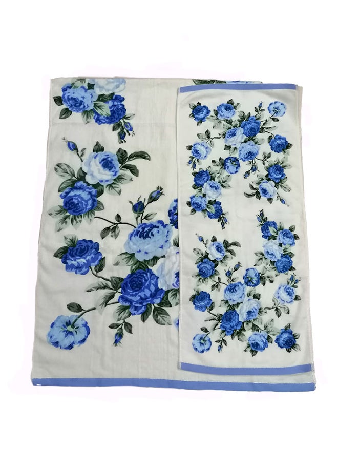 UTEX 2-Piece Rose Printed Bath Towel Set Multicolour 72×140/34×73cm - Image 2