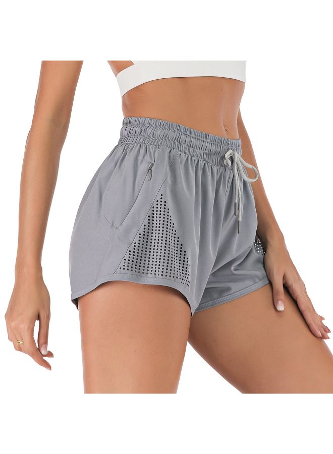 شورت جيد التهوية وسريع الجفاف لتمارين اللياقة البدنية رمادي - Image 2