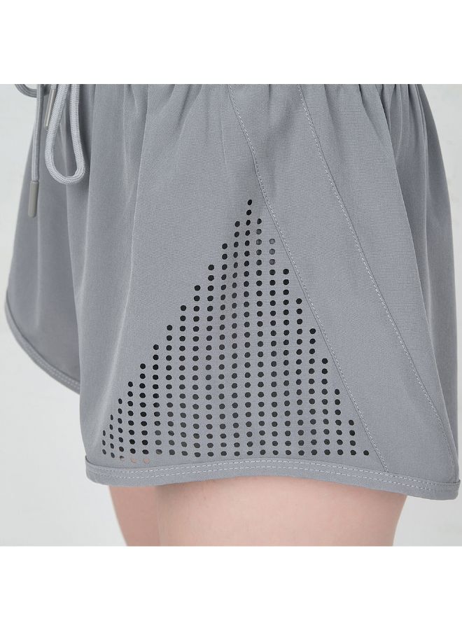 شورت جيد التهوية وسريع الجفاف لتمارين اللياقة البدنية رمادي - Image 3