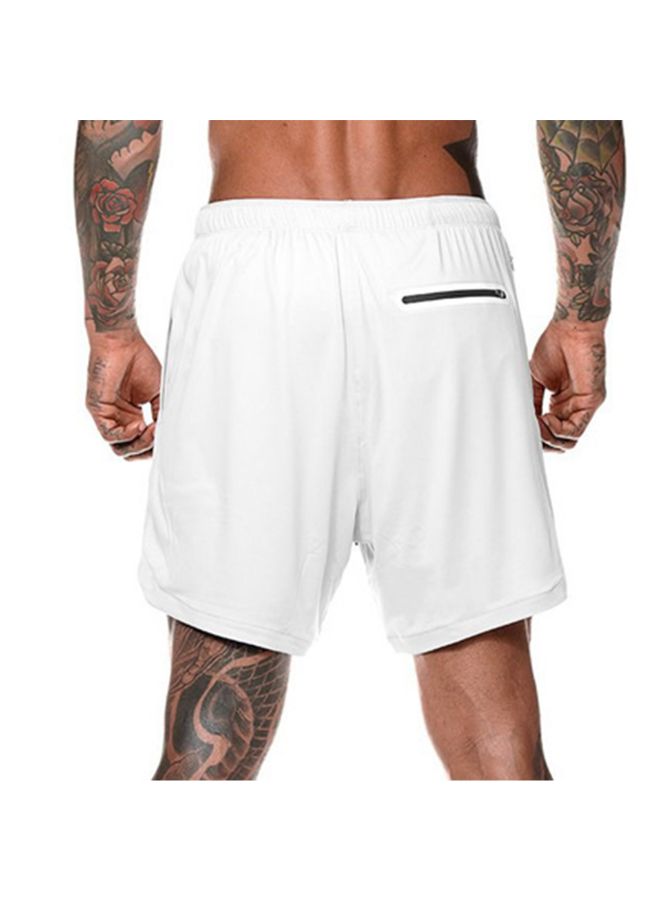 2-In-1 Fitness Running Shorts White - Image 3