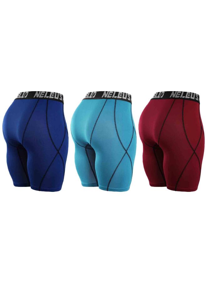 بنطال ضيق مطاطي من 3 مجموعات أزرق/أحمر - Image 2
