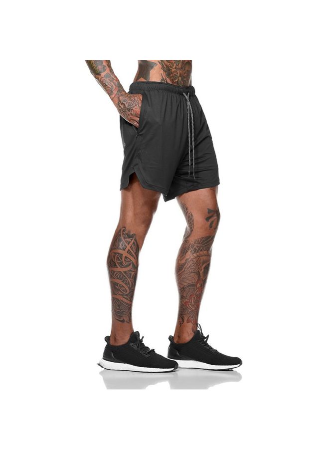 Generic 2-In-1 Fitness Running Shorts Black  - Image 3