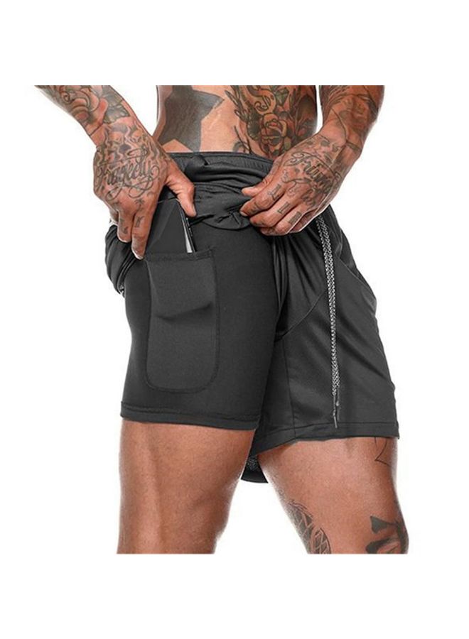 Generic 2-In-1 Fitness Running Shorts Black  - Image 1