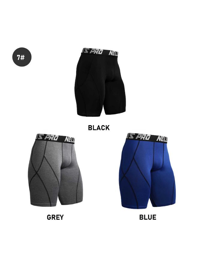 3 Pack Compression Tights Black/Grey/Blue - Image 2