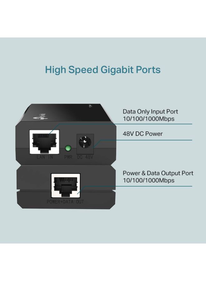 TP-LINK - PoE Injector 150 Mbps Black - Image 1