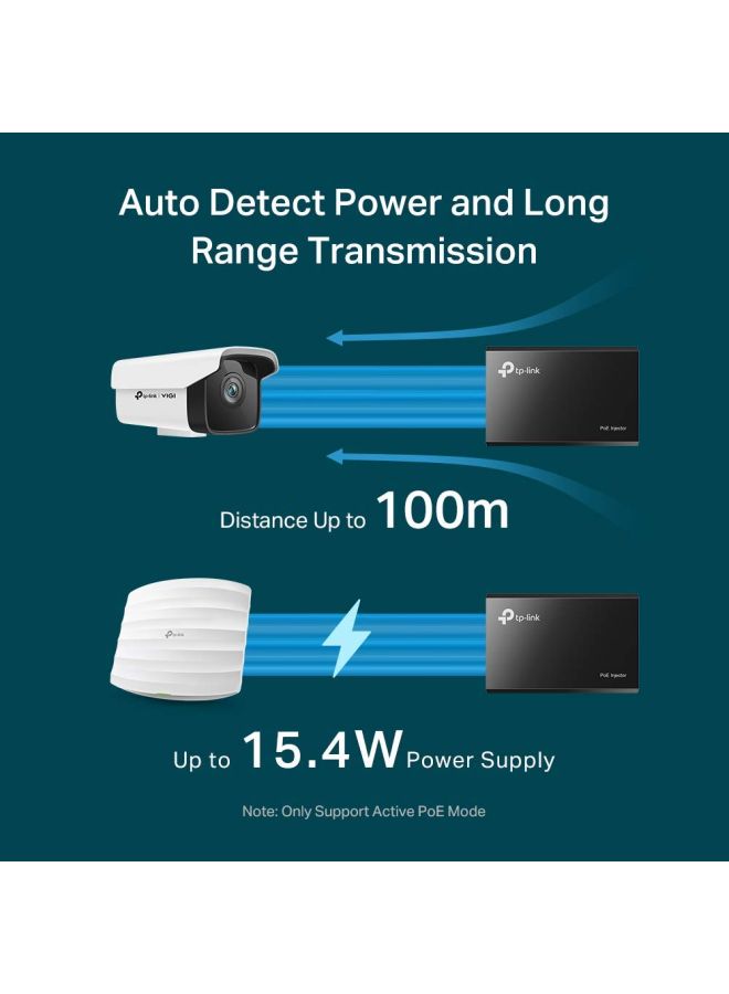 TP-LINK - PoE Injector 150 Mbps Black - Image 1