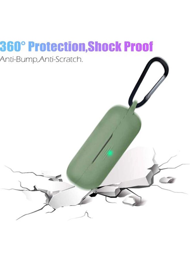 S-Color Full Protection  Protective Case For Huawei Freebuds 3i  With Carabiner Grass Green/Black/Silver - Image 4