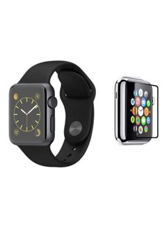 Silicone Wrist Band with a Glass Screen Protector For Apple Watch Series 3/4/5 38-40mm Black/Clear