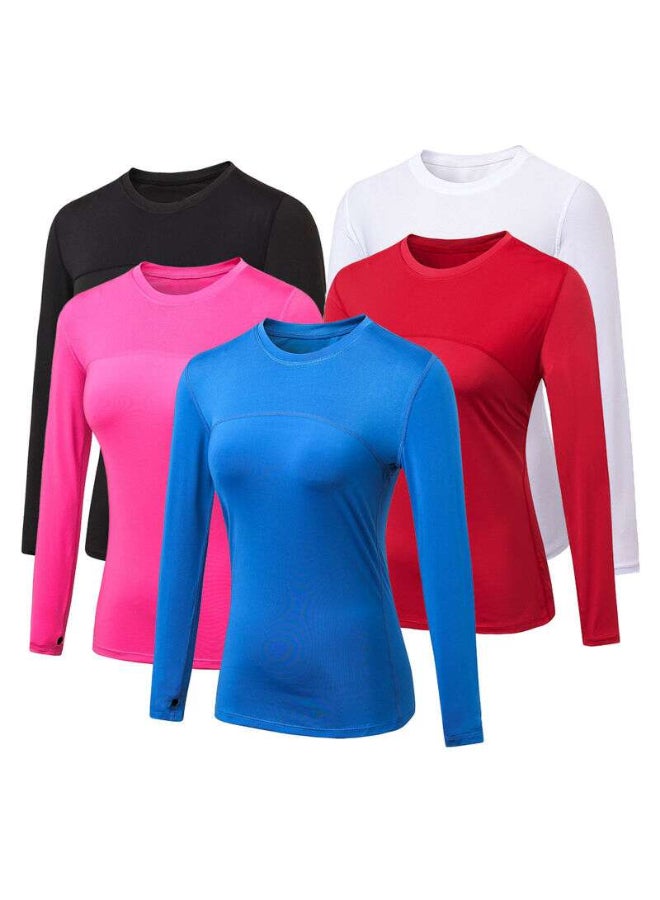 Yoga Tops Long Sleeves Quick Dry Yoga T-Shirt Pink  - Image 2