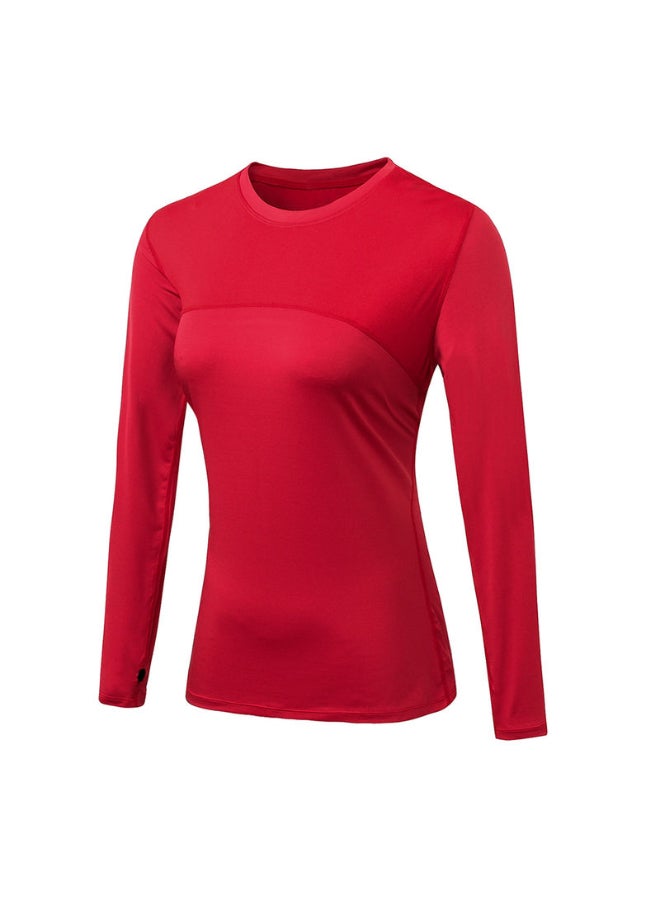 Long Sleeves Quick Dry Yoga T-Shirt Red  - Image 1