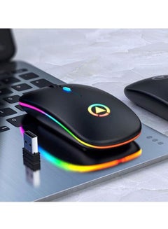 Beauenty Wireless Rechargeable Gaming Mouse With USB Receiver Black/Yellow/Blue  - Image 2